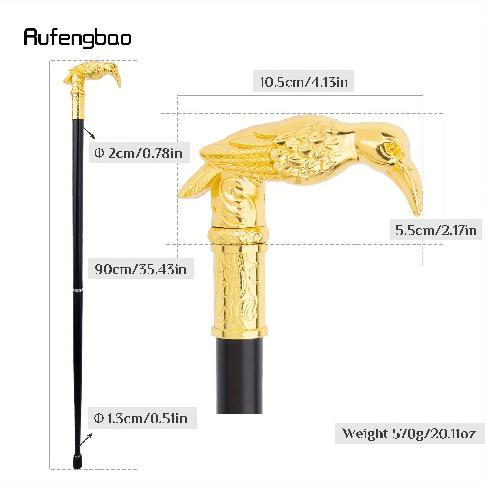 Yellow Eagle Head Fashion Walking Stick  Decorative Stick  Cane For Halloween For Cosplay And Parties, For Cosplay & Party