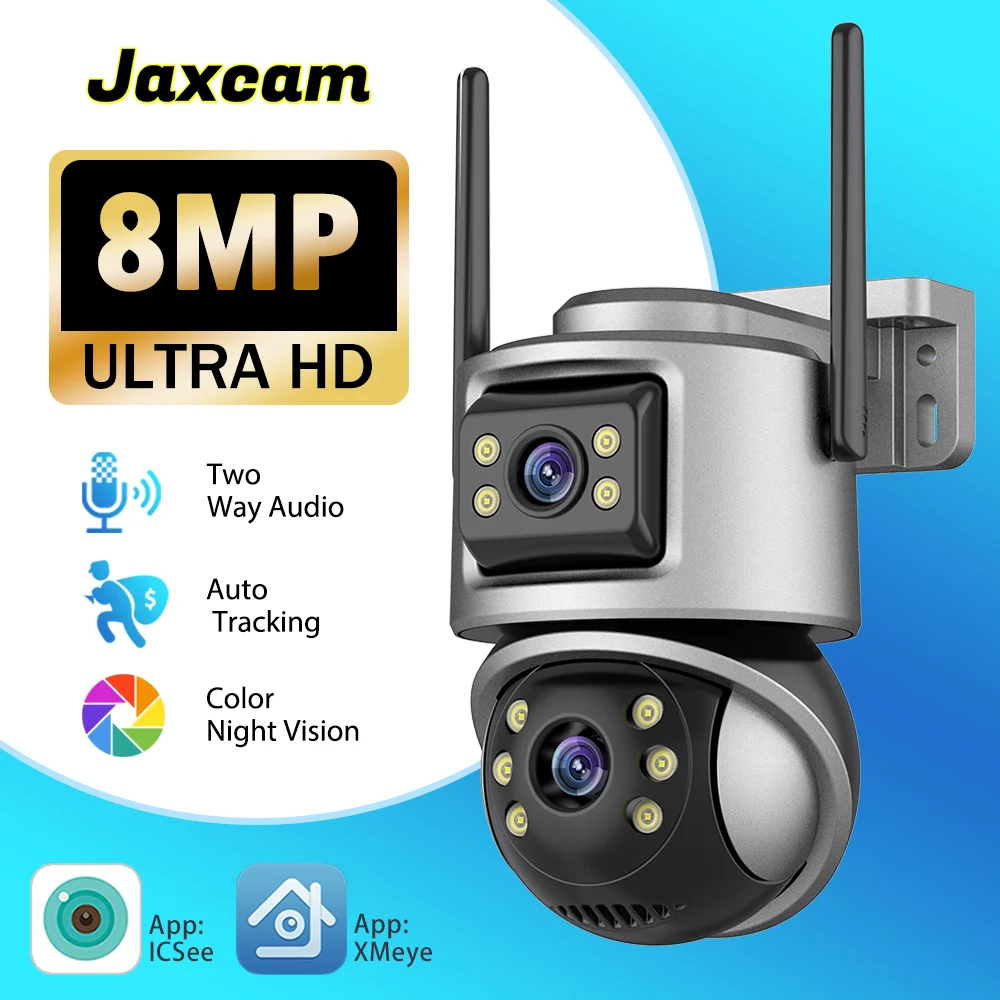 

8MP 4K PTZ IP Camera 8x Zoom Dual Lens Human Detect AI Auto Tracking CCTV Camera Outdoor CCTV WIFI Video Surveillance IP Camera