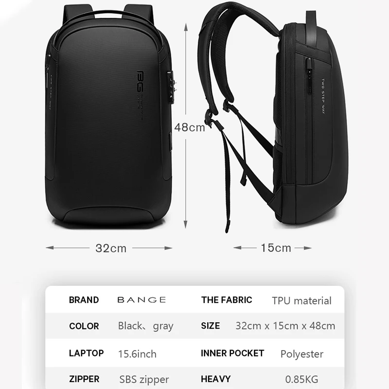 BANGE Fashion Boy City Backpack Multifunction Men 15.6 Inch Laptop Backpacks Travel Backpack For Women Anti-theft School Bags