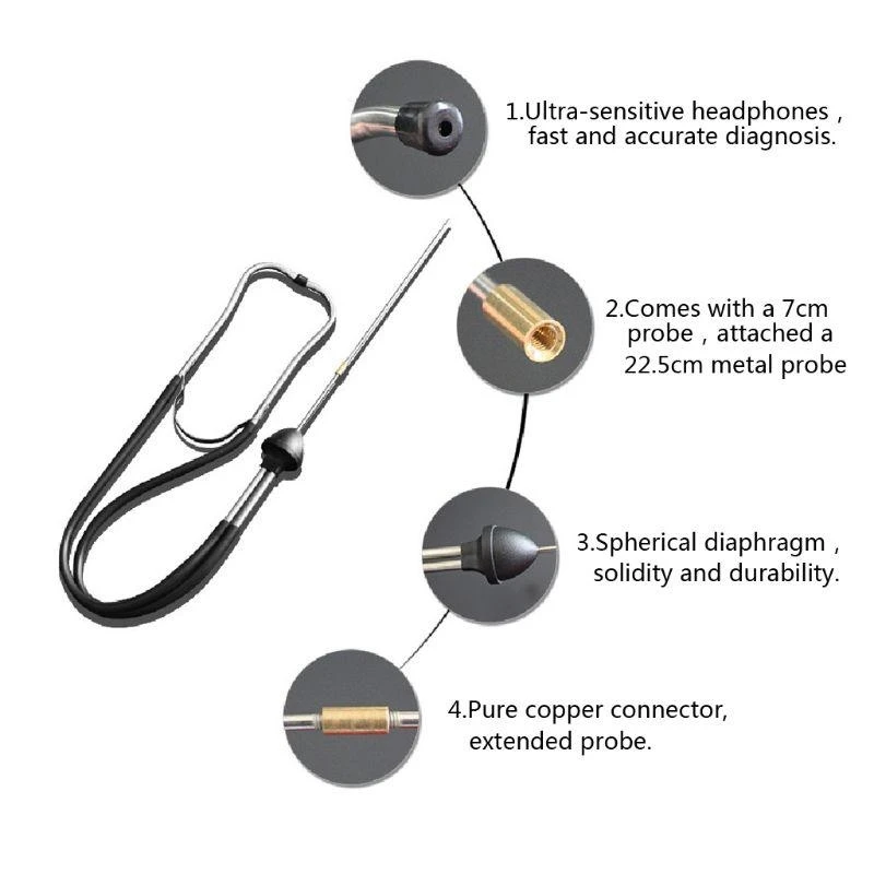 Auto Engine Diagnostic Sensitive Hearing Tool Mechanics Cylinder Stethoscope Tester for Cars Trucks