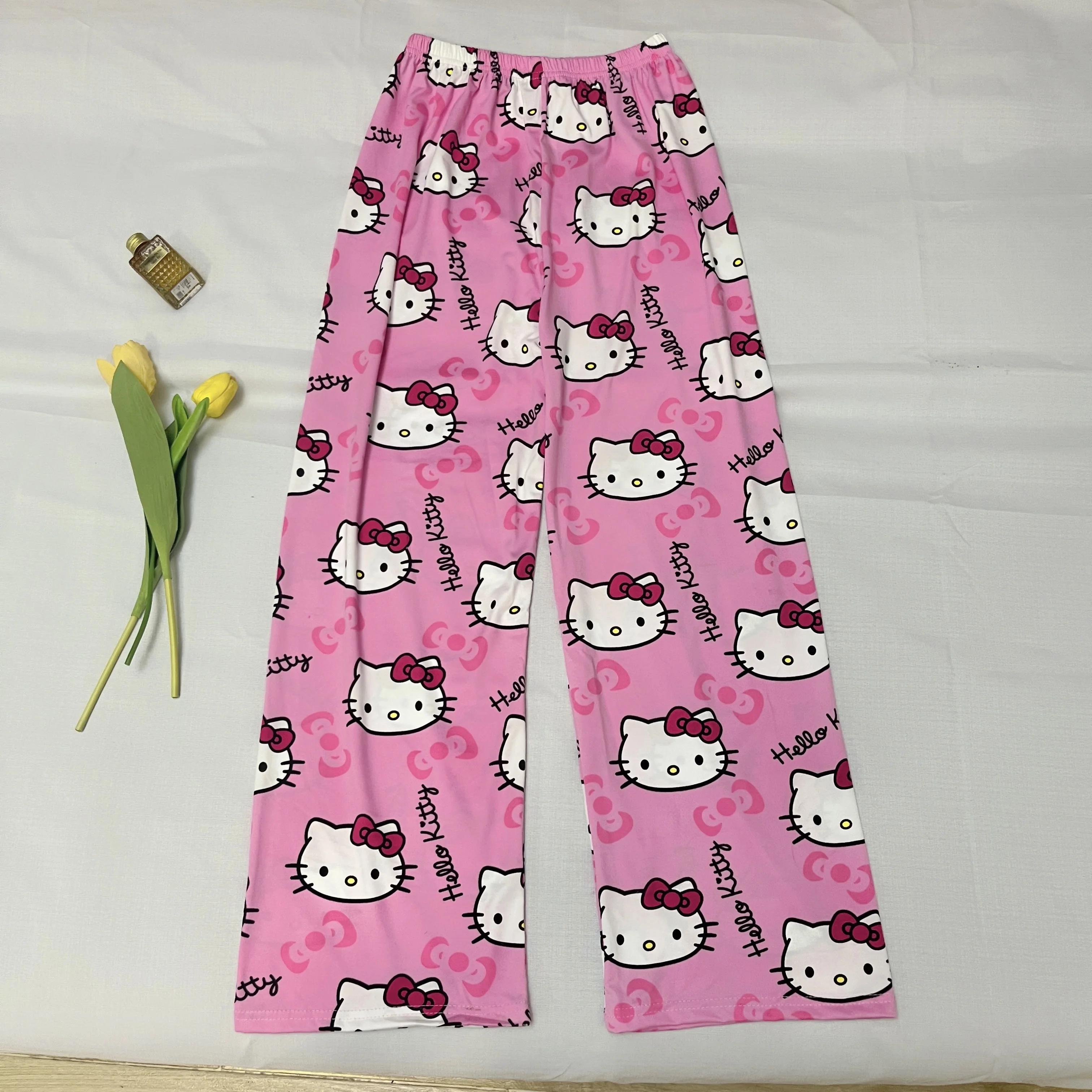 

Sanrio Summer New Hello Kitty Thin Pajama Trousers Woman's Casual Homewear Trousers Soft Loose and Breathable Pants Gifts