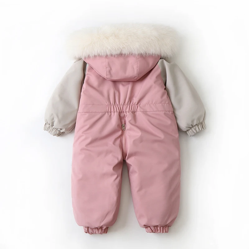 -30 Degree Children Winter Ski Suit Thicken Baby Jumpsuit Hooded Girls Clothing Waterproof Boys Overalls Warm Kids Jacket 1-5Yrs