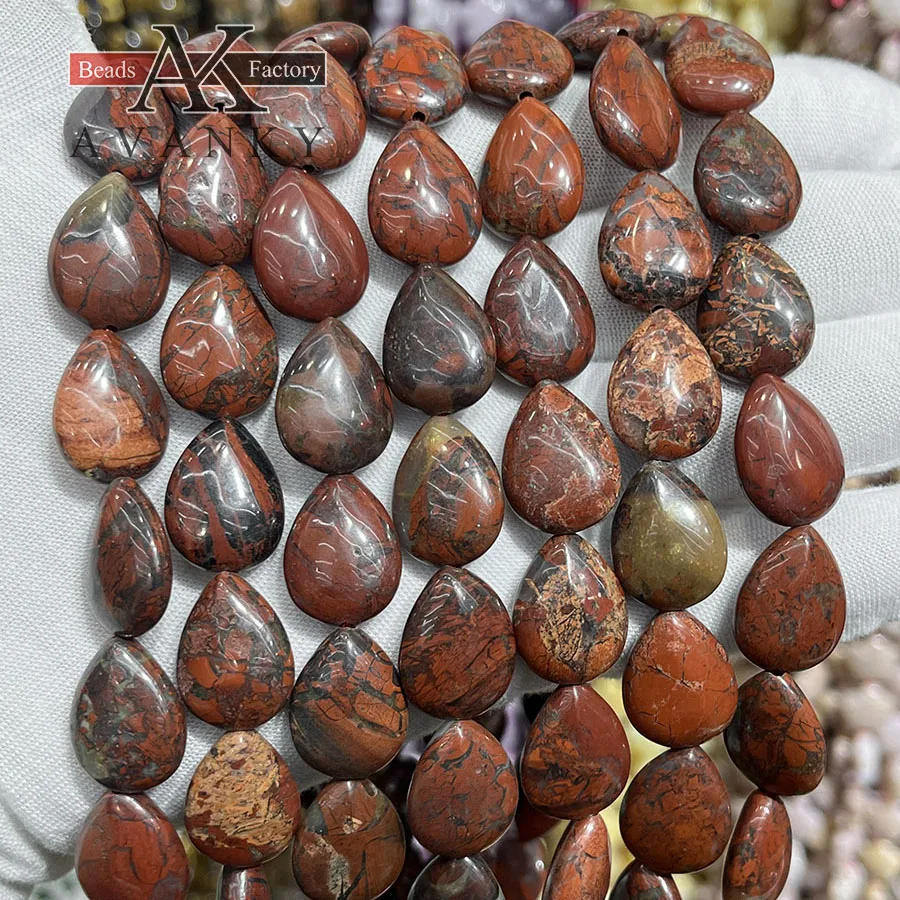 Natural Flower Red Stone Water Droplet Melon Seeds Shape Loose Beads Jewelry Making DIY Necklace Bracelet Accessory 15''13x18mm