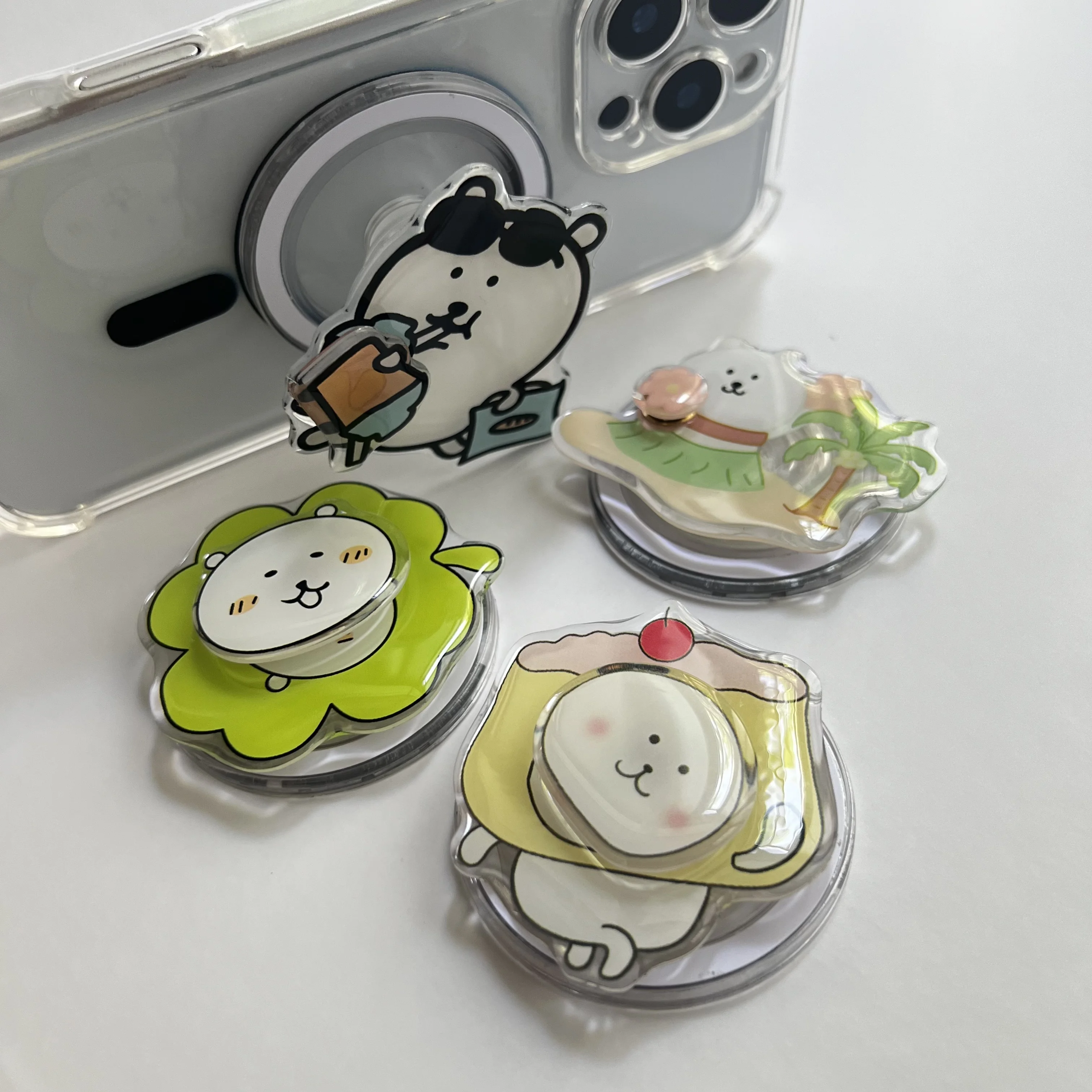 Lindo paquete Emoji fresco y elegante con rotación de 360 grados para soporte de teléfono Magsafe plegable para Iphone Samsung funda de teléfono regalo para niña