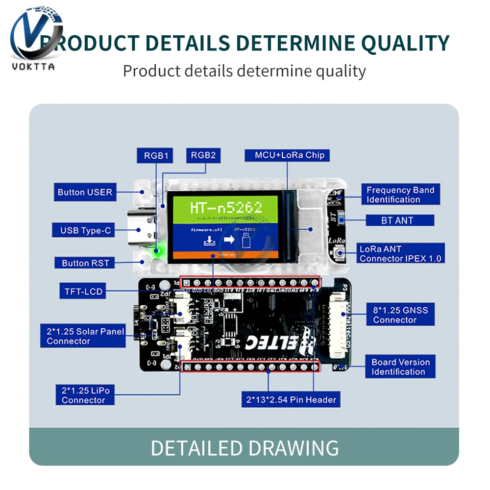 Meshtastic Tracker Nordic nRF52840 SX1262 LoRaWAN LoRa Arduino Positioning Devboard Low Power TFT Display BLE WiFi Heltec T114