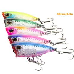 1PC Fishing Tackle Fishing Lures 5 Colors 4cm 3.3g Popper Lures Bass Baits 10# Hook Fishing Bait