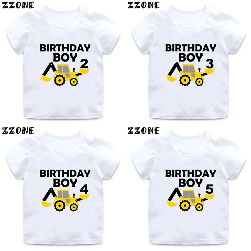 

Excavator Car Print Cartoon Boys Clothes 1 2 3 4 5 6 7 8 9 Years Birthday Number Kids T shirt Baby Girls Short Sleeve T-Shirts