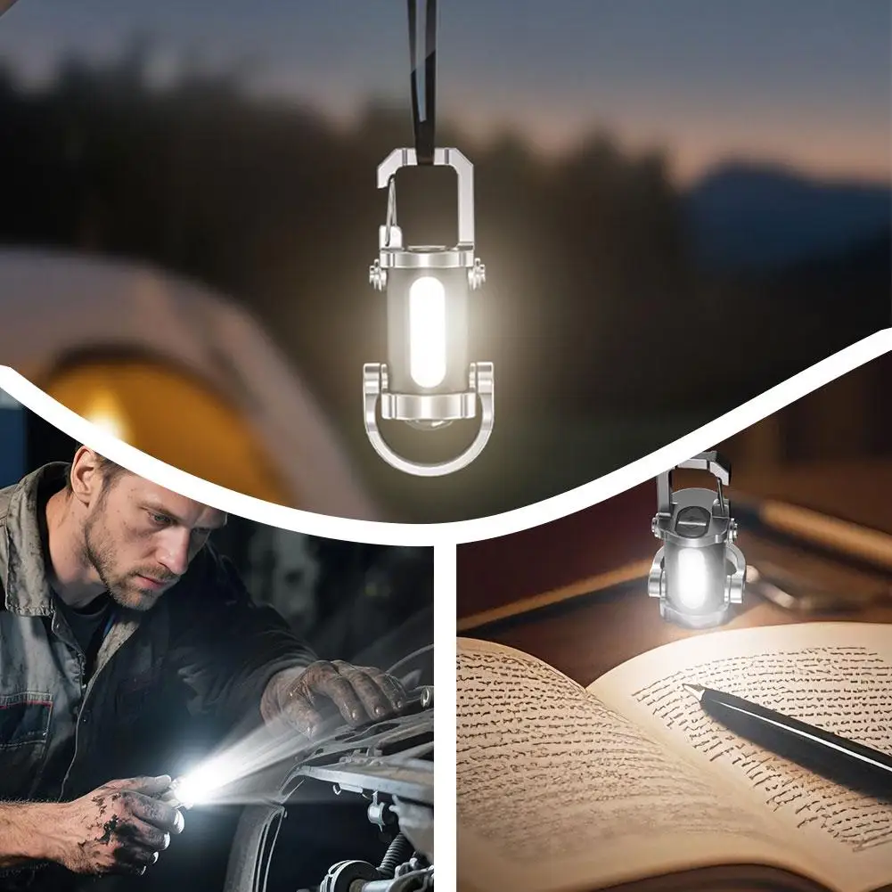 

1 шт., брелок-фонарик, портативный мини-фонарик, USB перезаряжаемый водонепроницаемый большой прожектор, аварийные инструменты для кемпинга на открытом воздухе