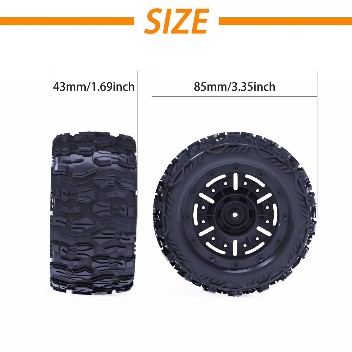 ZD RACING MT-16 piezas de coche RC amortiguador 85mm ruedas delanteras y traseras neumáticos 12mm hexagonal para 1/16 control remoto RC todoterreno coche