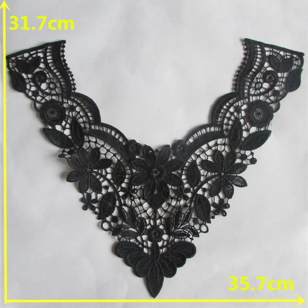 Black and white lace chest applique decoration fake collar embroidery DIY clothing craft supplies accessories 1 piece for sale