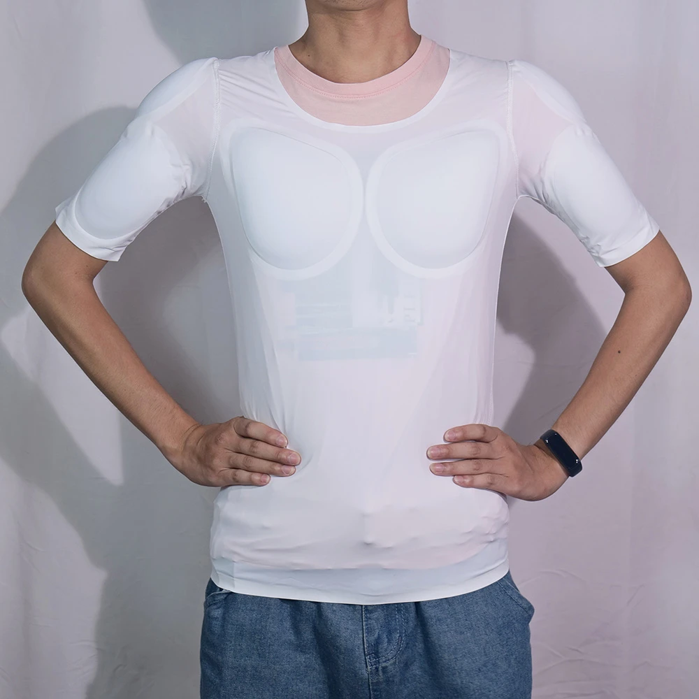 Sponge Man Cosplay Fake Muscle T-Shirt Arm Chest Belly Muscle Shaper Invisible Abdominal Pad Corset Top Undershirts Simulation