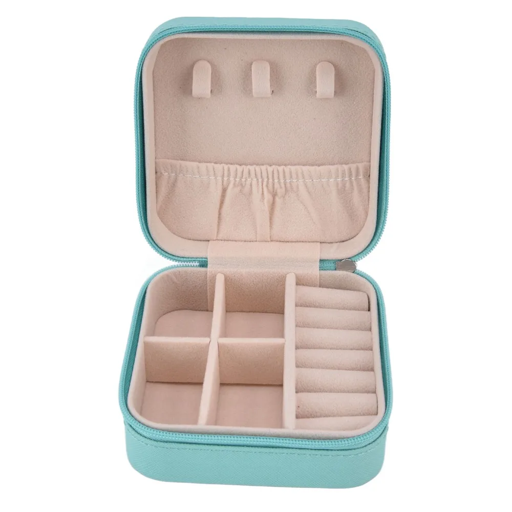 Portable Portable Jewelry Case Soft Lining Glue Embryo With Leather And Flannelette Jewelry Storage Box 4 Grids Design