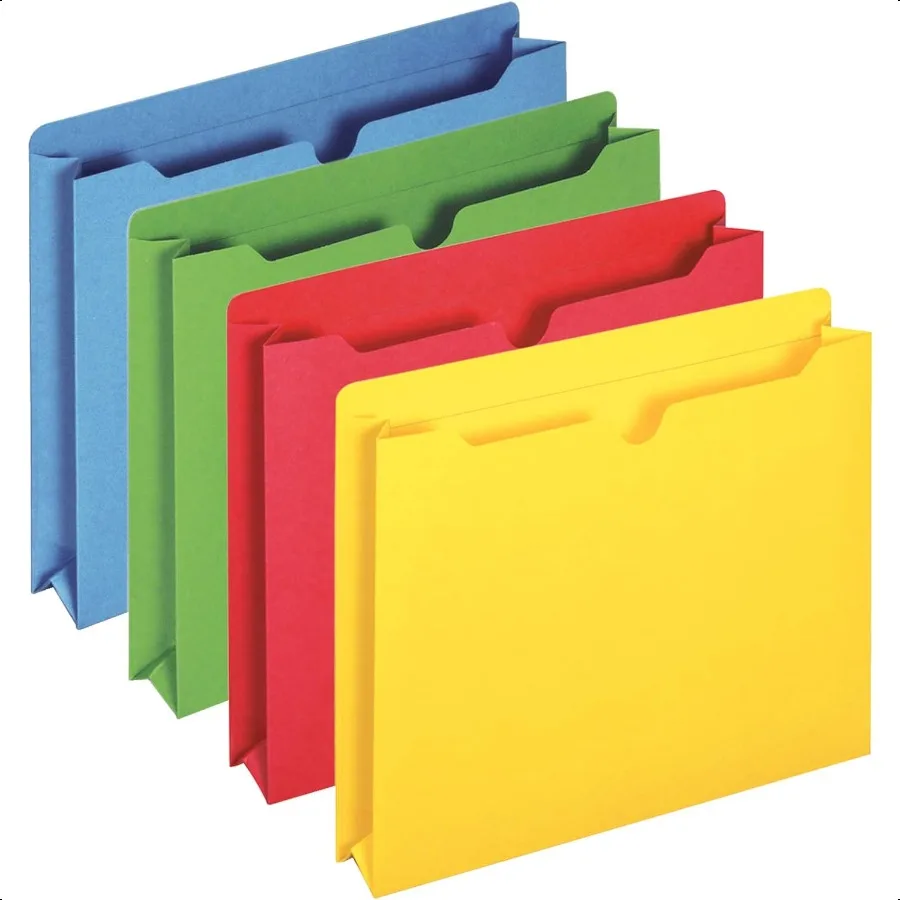 

File Jackets Color File Folders with 2 inch Expanding Sides Color Assortment May Vary Letter Size Straight Cut Tab 50 Box B3043