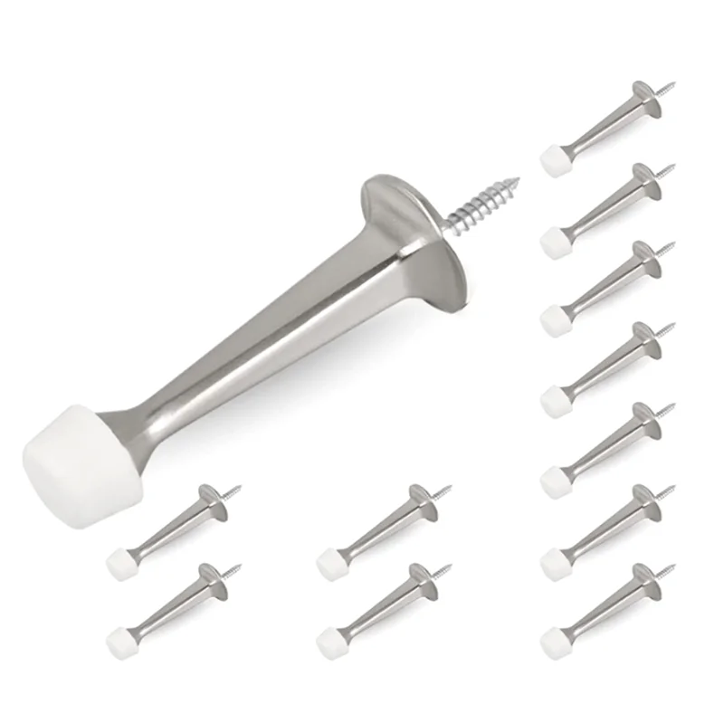 

12Pcs Heavy Duty Solid Rigid Door Stops with Rubber Tips Zinc Die Cast Zinc Alloy Door Stops for Walls&Doors -Nickel