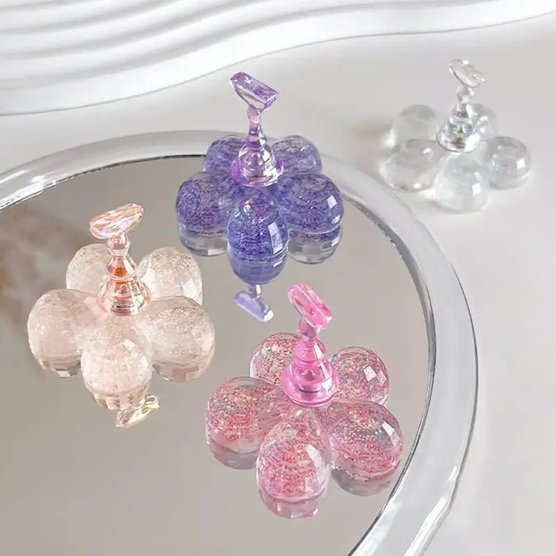 

【O】1 Set Magnetic Nail Holder Practice Training Display Glitter Sequins Flower Designs Plastic False Nail Tips Stand Manicure
