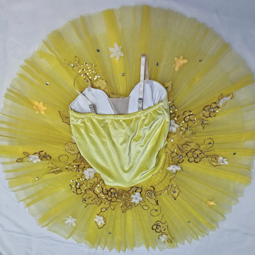 Professional yellow Ballet Tutu Girls Women Swan Lake Ballet Dance Clothes Adult Pancake Ballerina Costumes Dress