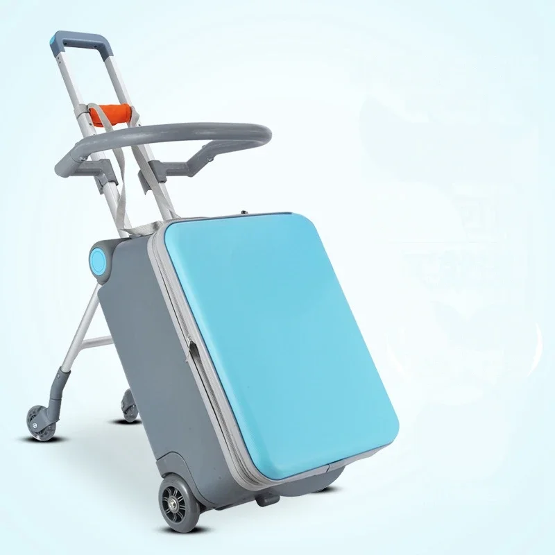 Lightweight Sitting Riding Folded Style Travel Kids Trolley Luggage Multifunctional Detachable Storage Kids Scooter Suitcase