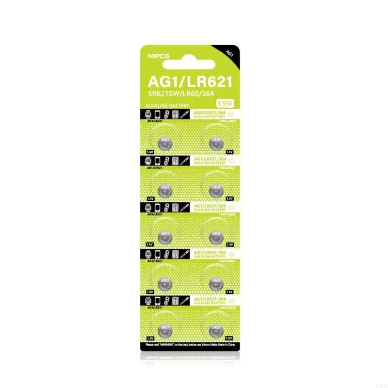 U2JE 10PCS AG1 Button Cell Batteries 1.55V LR621 LR60 SR621SW SR60 SR60L SR60 L621 CONIN COON PLUSTION FOR WATCH