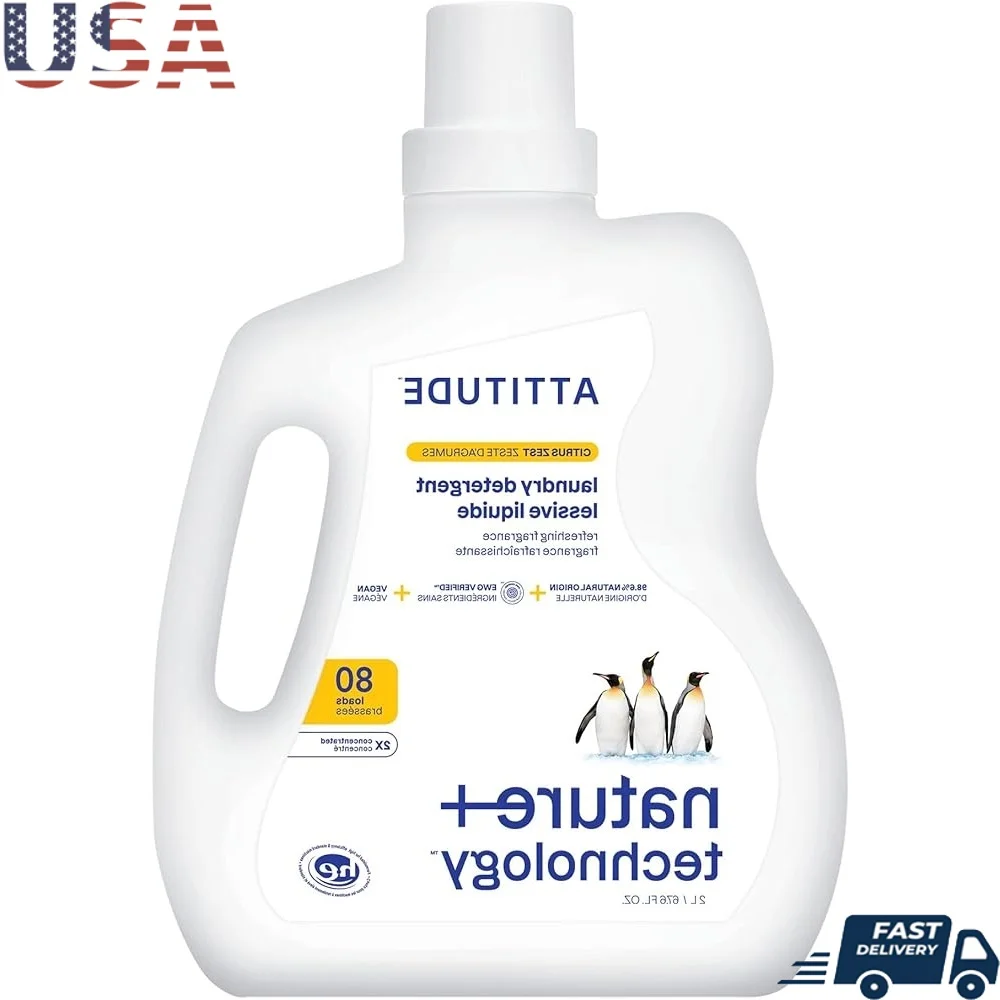 

Переверенный жидкий стиральный порошок EWG, совместимый с HE, веганский, растительный, без жестокости, натуральный цитрусовый Zest, 80 нагрузок, концентрированный