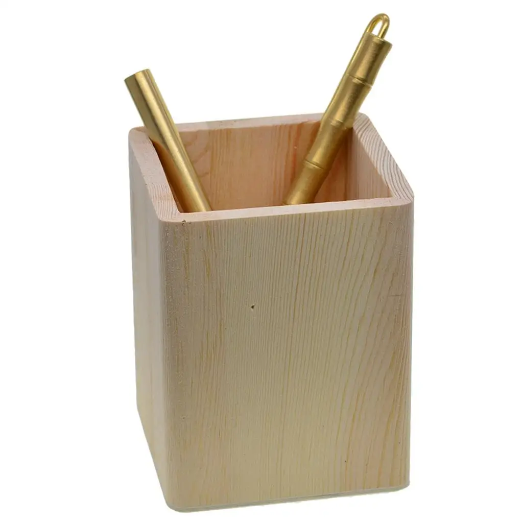 Wooden Desk Organizer Pencil Cup Pen Holder Box DIY Coloring Case Clay Tool