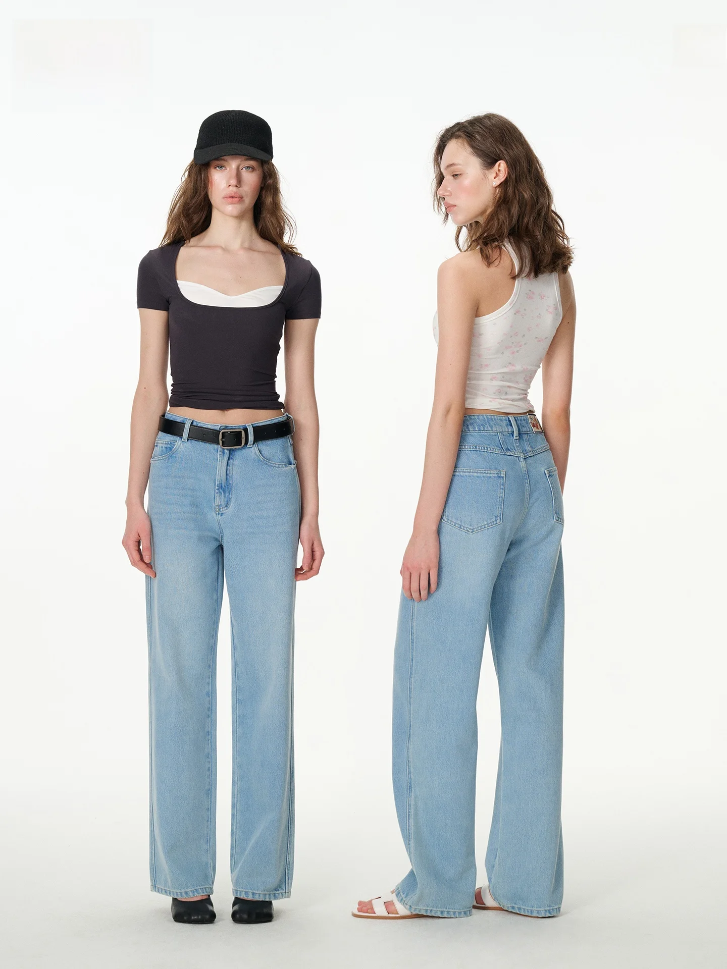 

LeiYu Labs High Waist Straight Leg Cotton Denim Jeans Women Summer New Washed Vintage Casual Wide Leg Long Pants