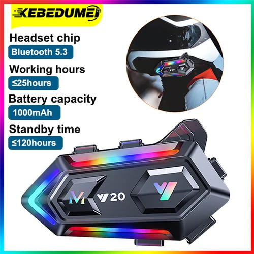 Kebidumei Y20 Bluetooth casco de motocicleta auriculares inalámbricos Motobike manos libres estéreo altavoz reducción de ruido