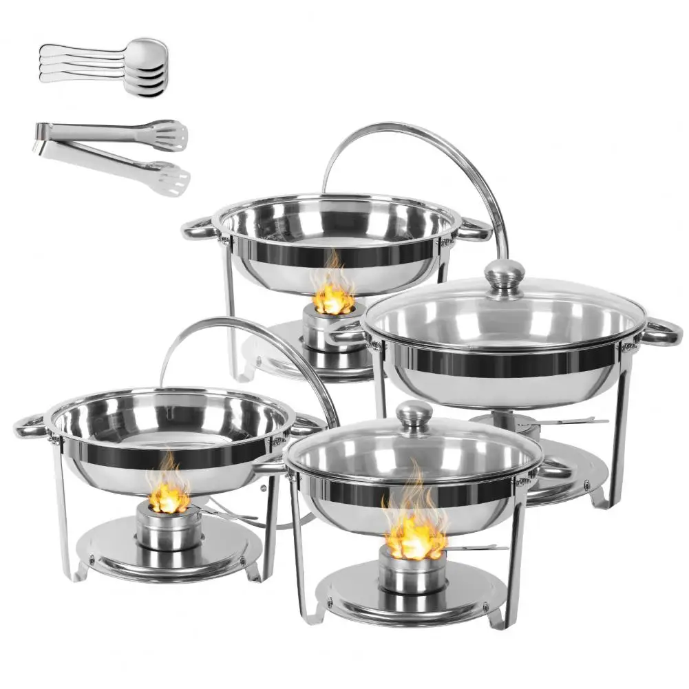 

5.5L Buffet Dish, Catering Food Warmer, Round Chafing Dish Buffet Set, Stainless Steel Chafing and Buffet Warmers Set