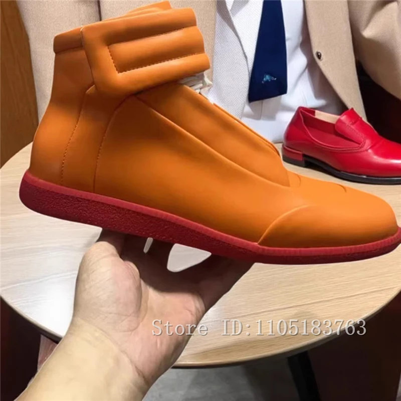 الرجال موضة جديدة جلد طبيعي عالية أعلى أحذية رياضية جولة تو بلون الشقق أحذية رياضية الراحة في الهواء الطلق أحذية مشي غير رسمية