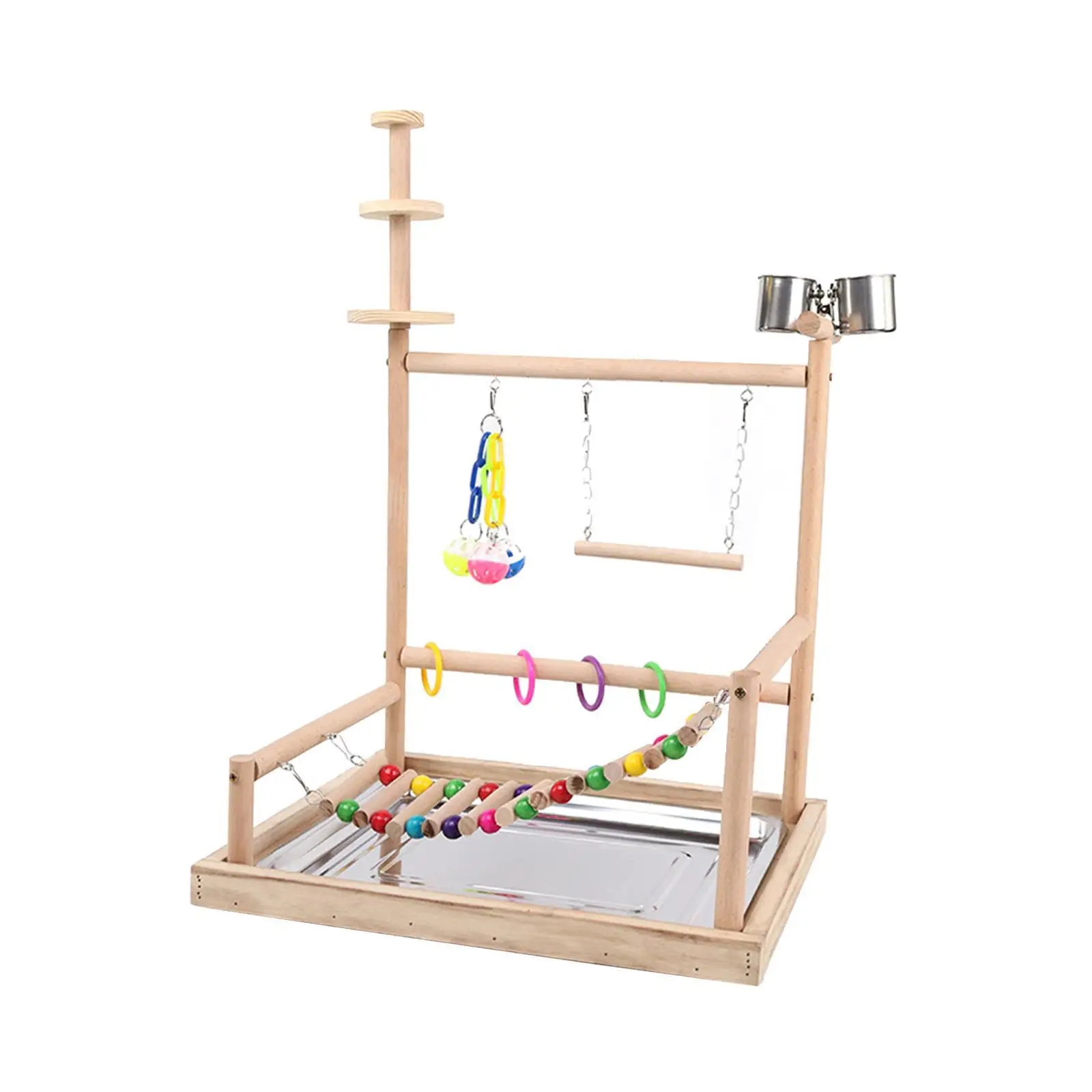 Parrot Playground Parakeet Bird Play Stand Wood Perch Gym Playpen Bird Gym for Finch Conures Small Birds Small Parakeets Macaws