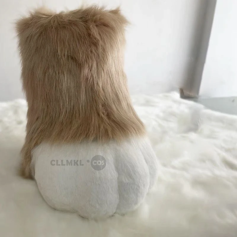 Fofo kig fursuit cosplay pata sapatos peludo fursuit cosplay rubbit botas de gato bonito animal mangá festa cos traje desempenho prop