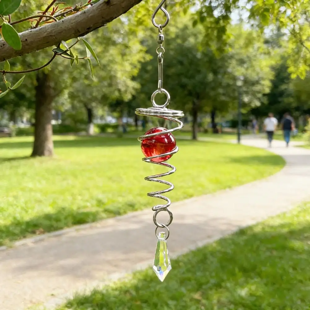 Metal Wind Chime Wind Chime Pendant Wind Chime with Pendant Metal Spiral Stand Stainless Steel Spinner with Rainbow Light