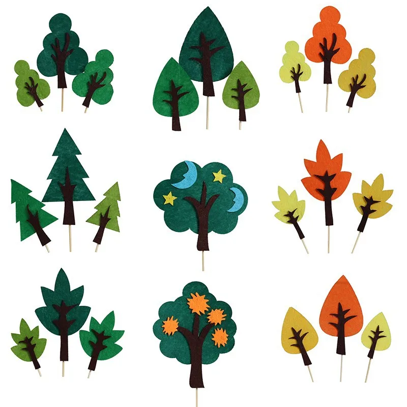 10 مجموعات من علامات تزيين كعكة عيد الميلاد على شكل شجرة خضراء على شكل غابة خضراء، مكون إضافي لطاولة الحلوى غير الصالحة للأكل