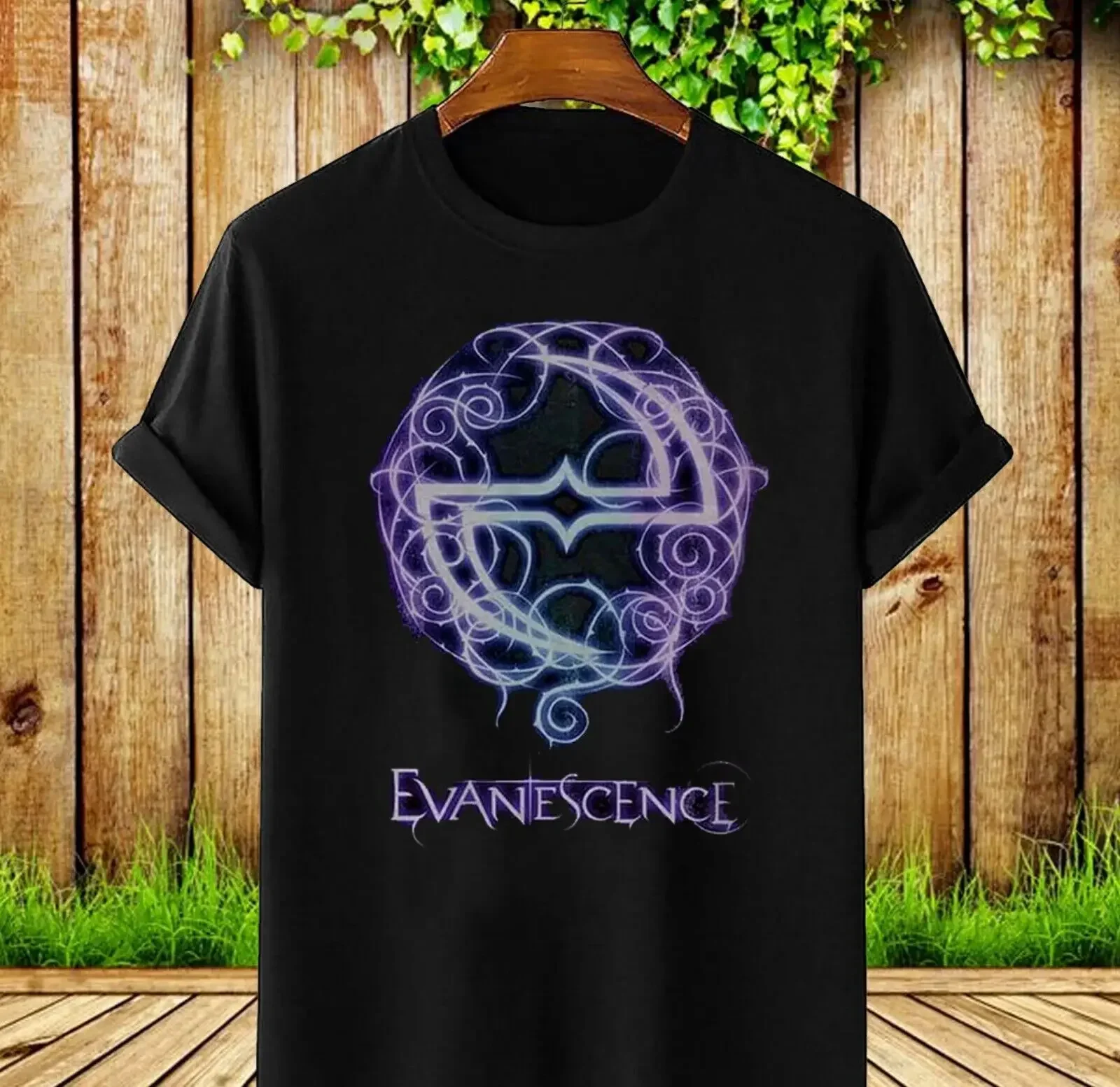 Evanescence Want Purple Logo Classic Shirt Black All Size Gift Shirt Camiseta Short Sleeve Men\'s Clothing y2k tops fugees