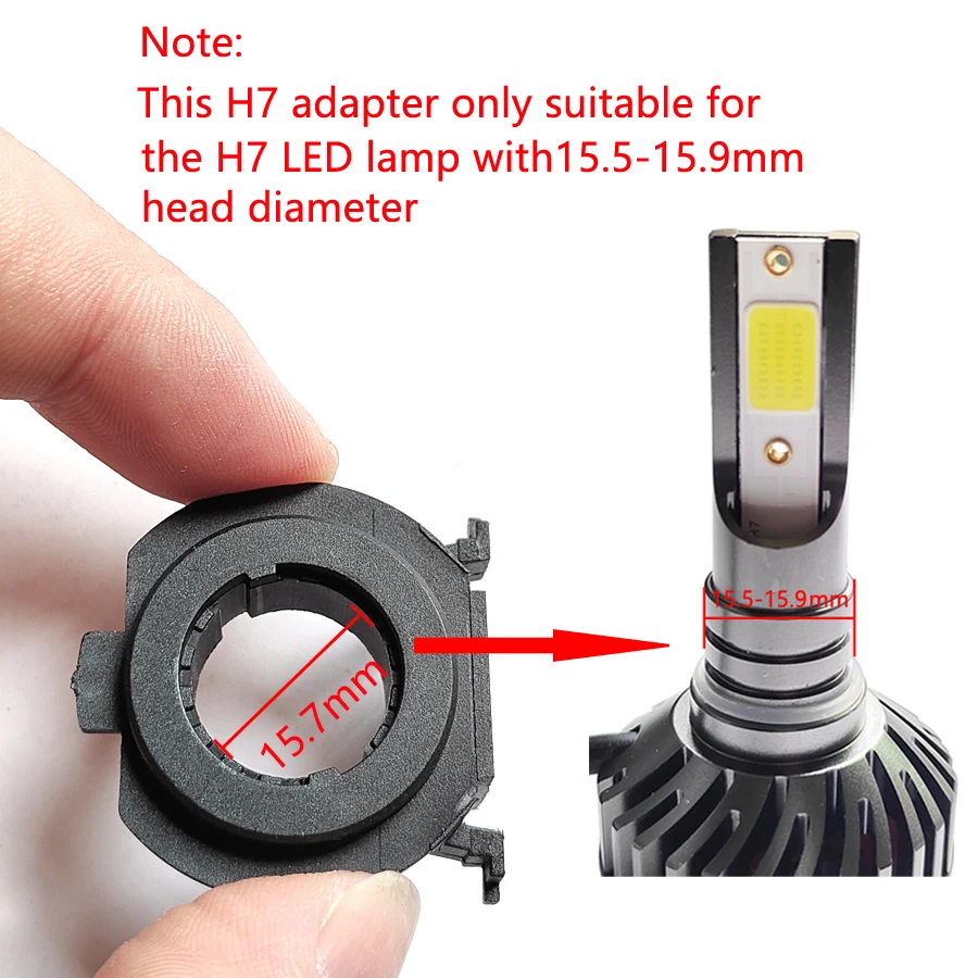 NHAUTP 3Pcs/Set  H7 LED Adapter Holder For Focus MK3 2015 2017 Fiat 500 Land Rover Discovery Headlight Lamp Base Bracket