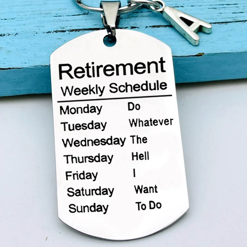 Funny Retirement Gifts Retired Schedule Calendar Keychain for Coworkers Office Family Creative Key Chain for Retired Men