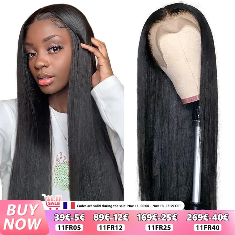 Smooth Brazilian Wig Straight 13x4 Lace Front Human Hair Wigs Sale Pre Plucked 4x4 Lace Closure Wig Bleached Knots Natural Color