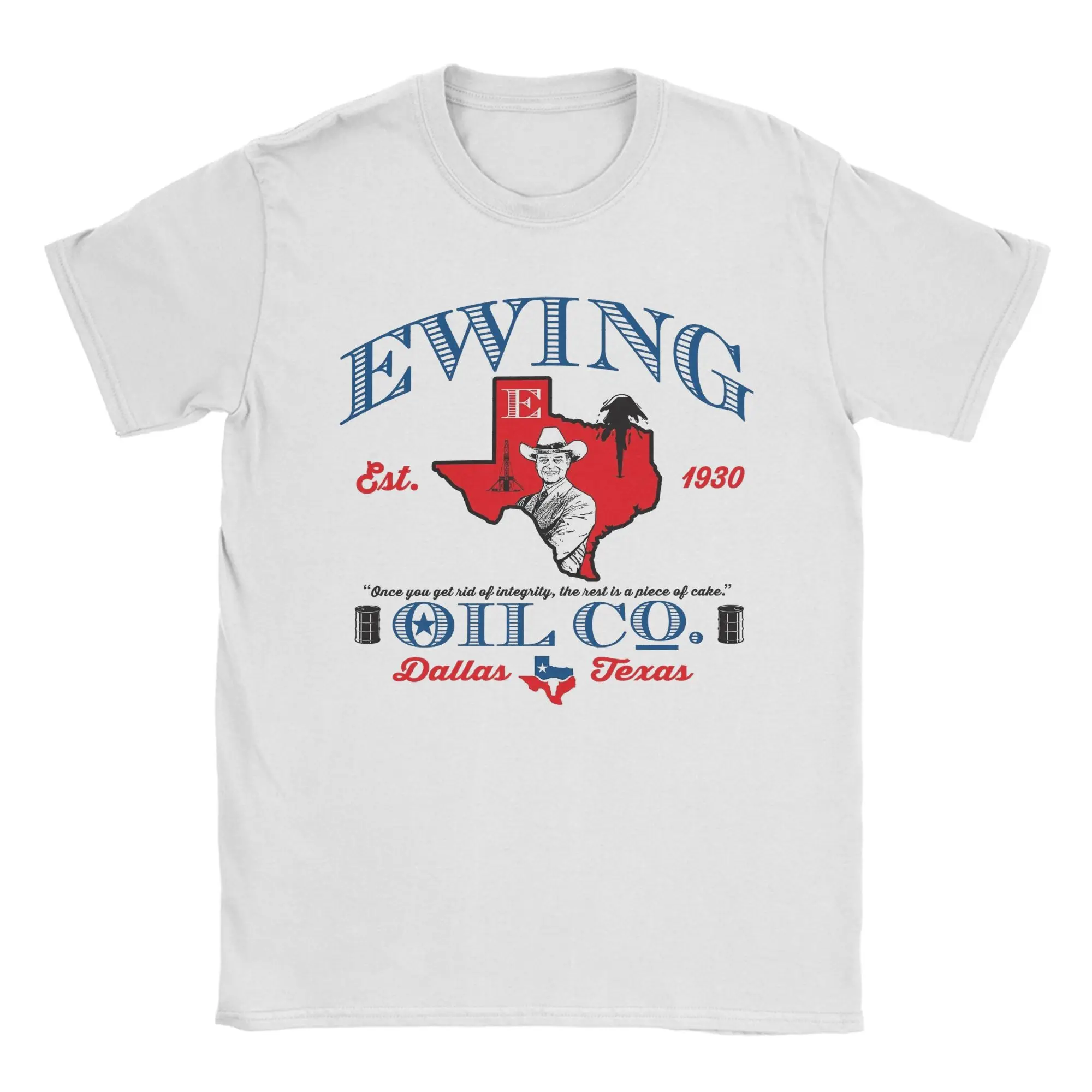 Ewing Oil Co. Dallas TV Show T Shirt for Men 100% Cotton Cool T-Shirts Crewneck  Tee Shirt Short Sleeve Clothes Plus Size