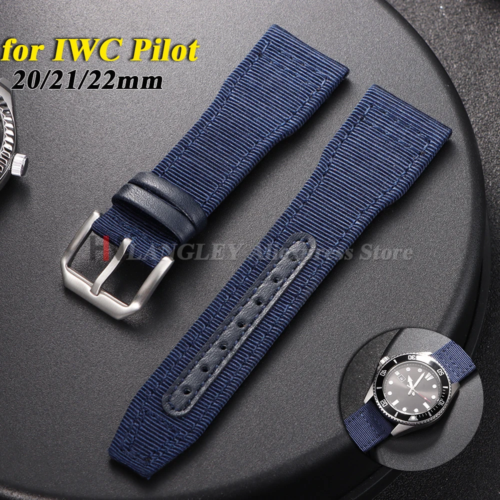 

20mm 21mm 22mm Nylon Canvas Watch Strap for IWC Pilot Strap Waterproof Men Sport Green Black Blue Wristband Replacement Bracelet