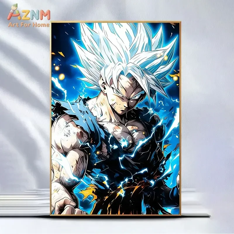 AZNM Dragon Ball Unframed Canvas Print Son Goku Vegeta Ultra Instinct Super Saiyan Blue 4 Shenron Lightning Flame Anime Wall Pos view 4