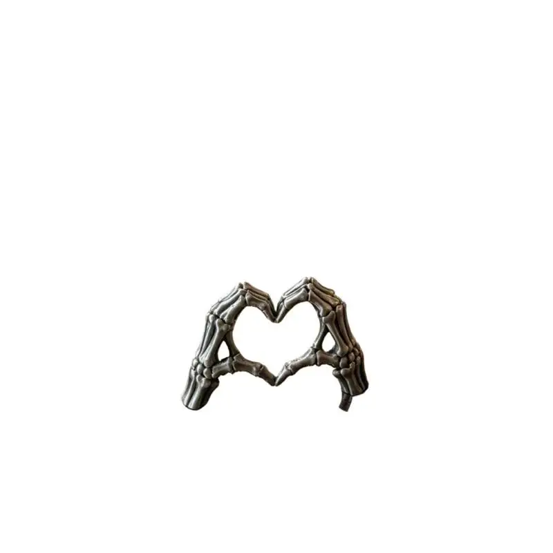 Gothic Skeleton Hands Heart Shape Resin Ornament Love Gesture Desk Statue Halloween Valentine Gift