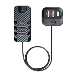 66W USB C Car Charger Multi-function 6 Ports Car Quick Charger Back Row Expand Mobile Phone Charging For iPhone Xiaomi Samsung