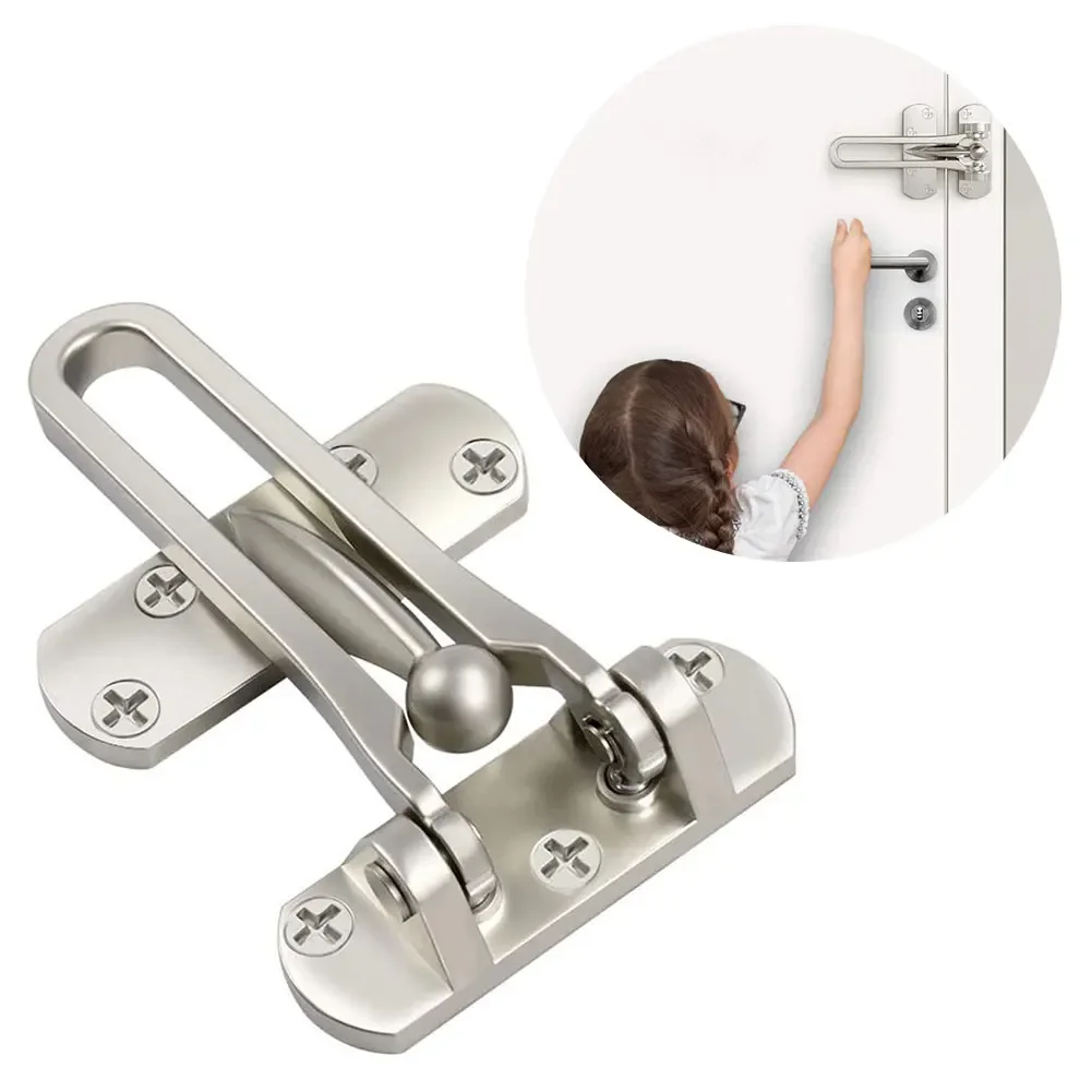 Durable Stainless Steel Anti-Theft Door Safety Chain Bolt Bar Lock for Bedroom Kids Room Home Hotel - Security Insurance Door Bu view 2