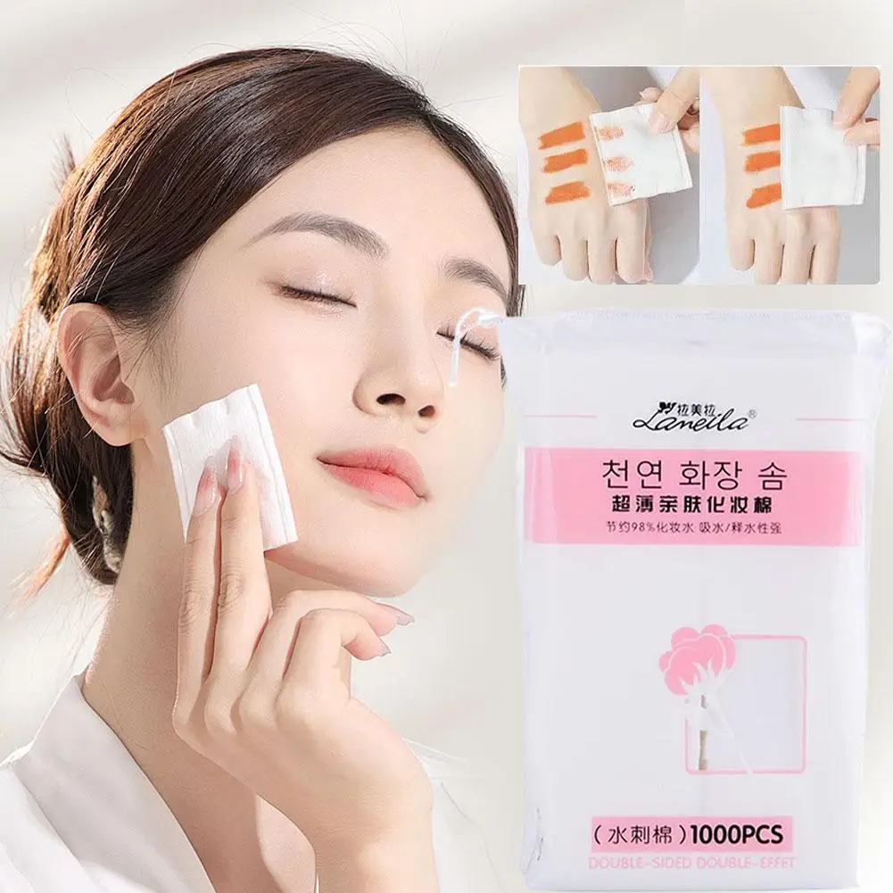 1000개 양면 화장솜 신축성 있는 메이크업 리무버 코튼 습식 압축용 얼굴 스파 화장품 메이크업 도구