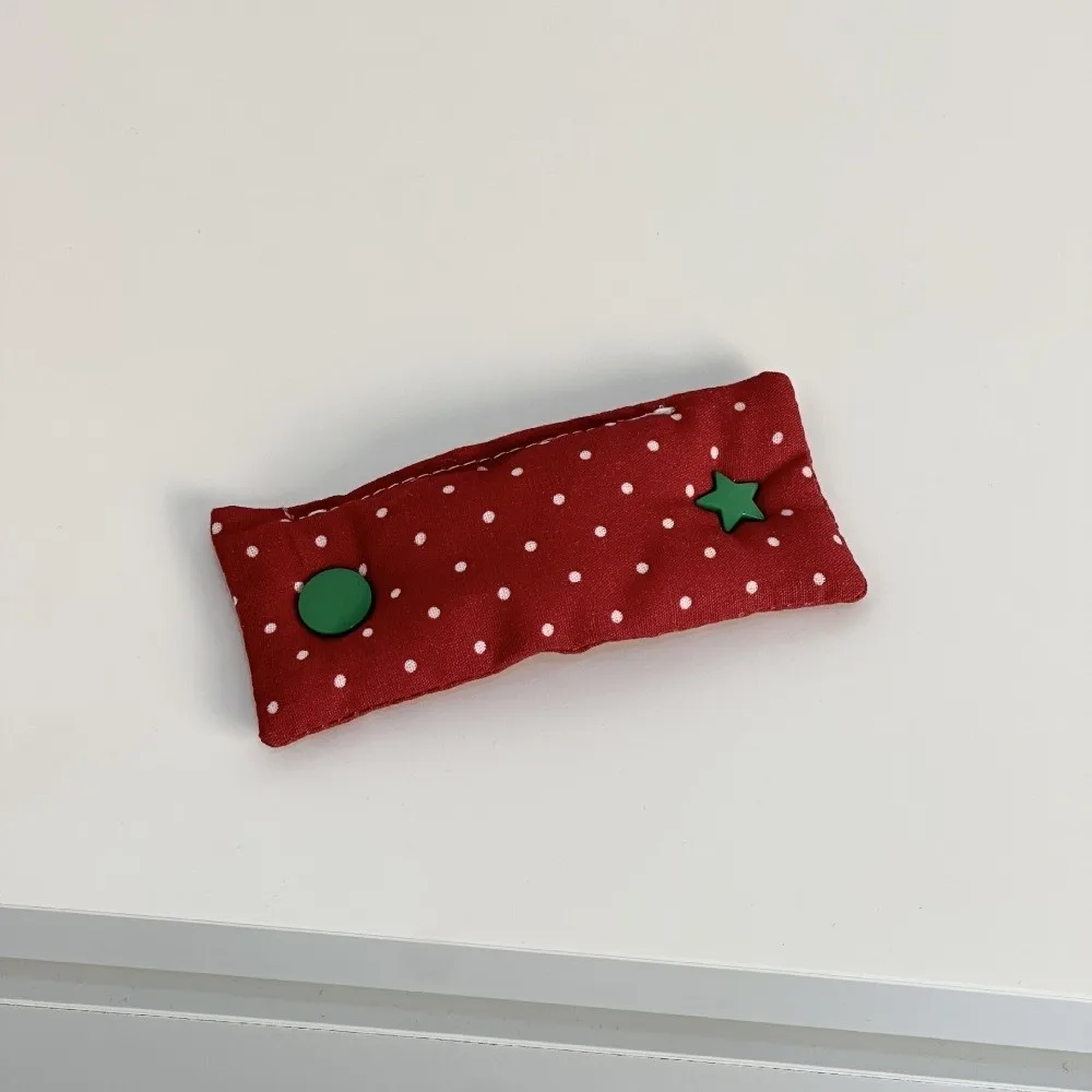 Fabric Desktop Cable Organizer Tomato Shape Double-Sided Date Cable Winder Polka Dot Pattern Portable Earphone Organizer