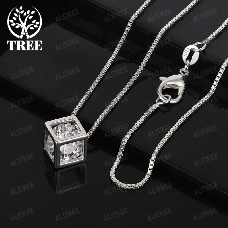 925 فضة تاج زهرة مربع جولة دوامة قلادة قلادة المرأة حفل زفاف نوبل مجوهرات اكسسوارات هدية لطيفة