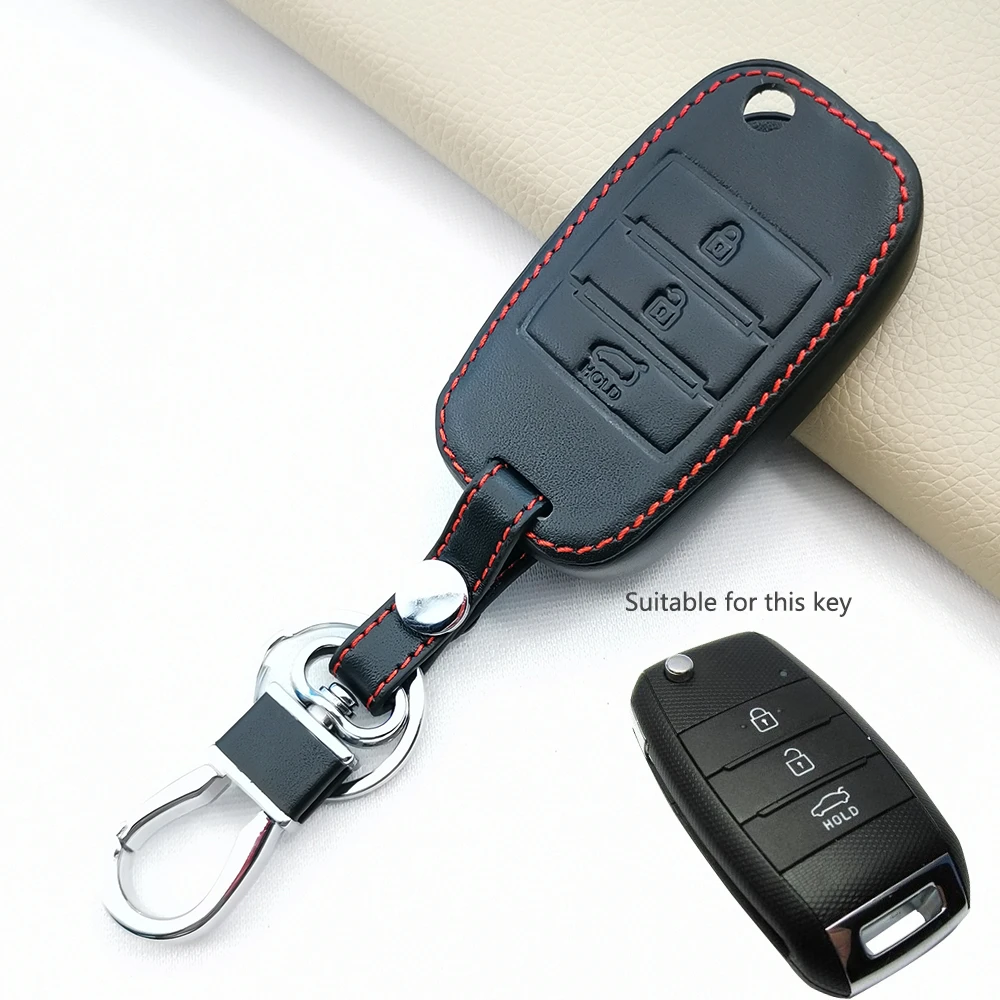 Genuine Leather Key Case Cover For Kia Sedona/Grad/Carnival/Sorento L580, 2/3/46 Button Smart Remote Control Key Bag Accessories