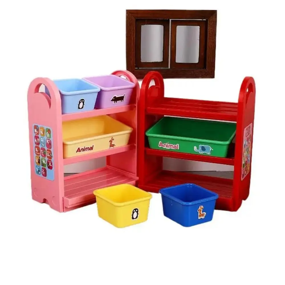 1/6 Scale Dollhouse Miniature Storage Rack Miniature Model DIY Accessories House Display Stand 3 Miniature Baskets Space-Saving