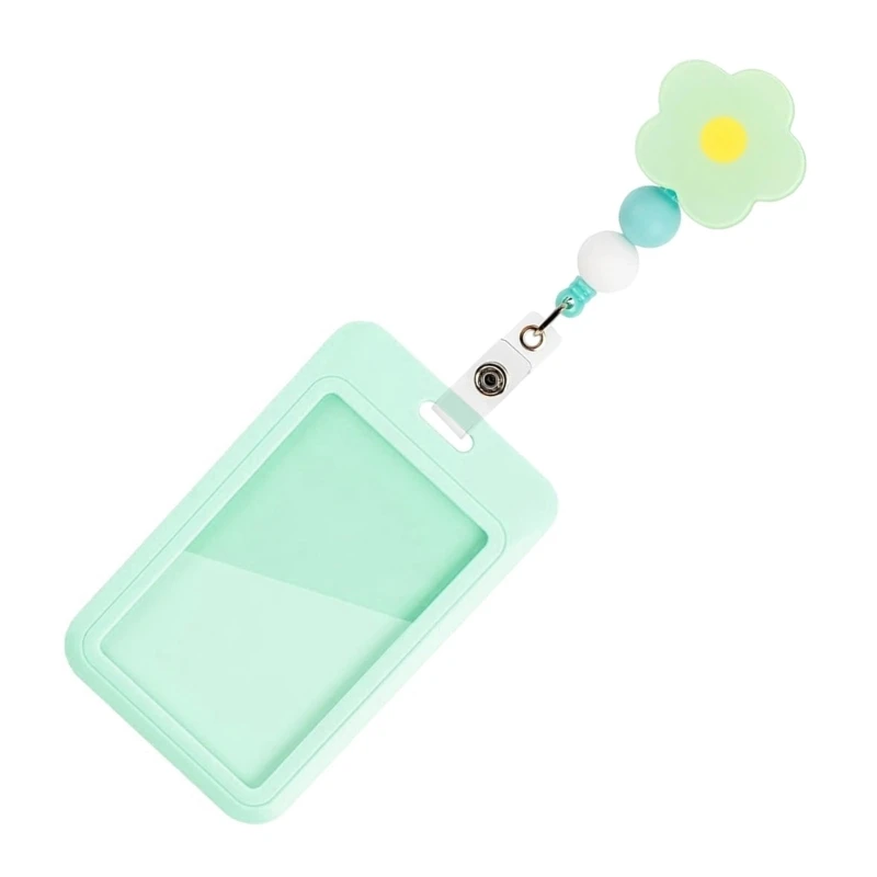  Beaded Flower Clear Card Sleeve Sliding Open Card Protector Case for Student