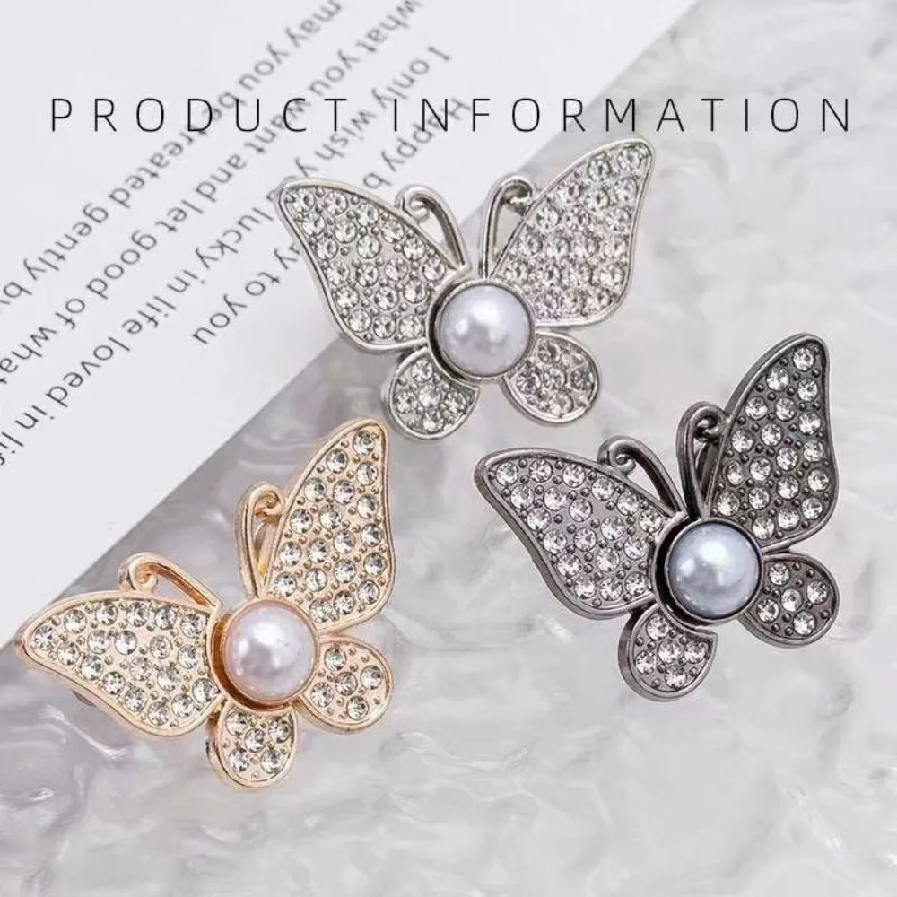 Rhinestone Butterfly Jeans Button Adjustable Clips, Waist Tightener Buckle for Pants & Skirts, Retractable Snap Button Adjuster
