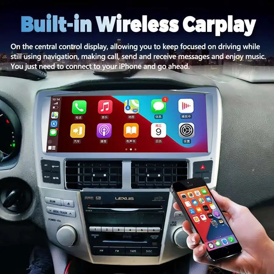 12.3'' Car Radio Android Screen CarPlay For Lexus RX350 RX330 2006 2005 2004 Toyota Harrier GPS Stereo Multimedia Video Player